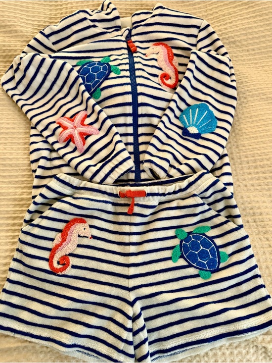 Mini Boden Other - Mini Boden Kids' Sea Creature Embroidered Terry Cloth Set Size 7/8